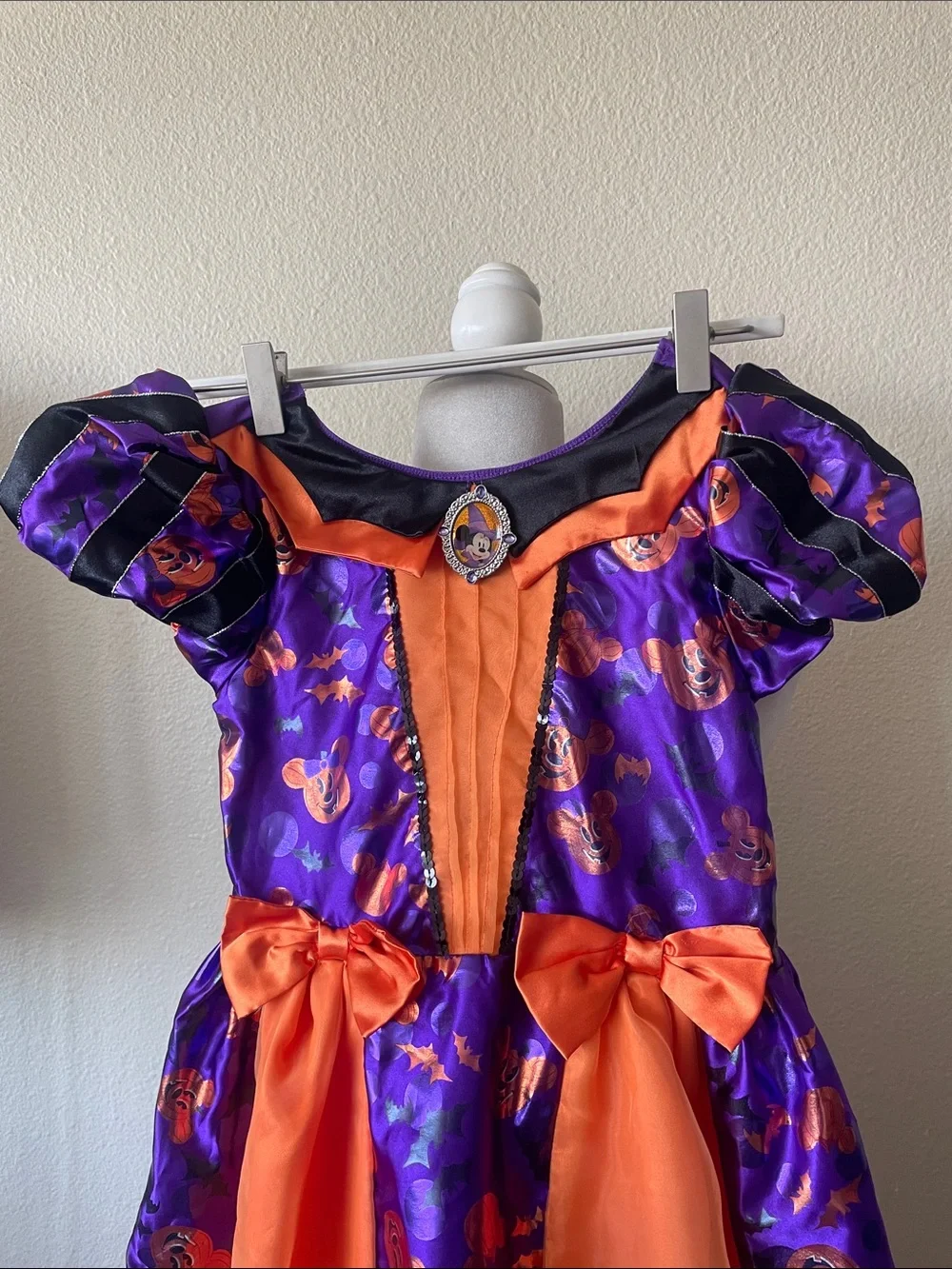 Disney Minnie Mouse Halloween Costume Dress Girls Size 7/8 Purple Orange Pumpkin